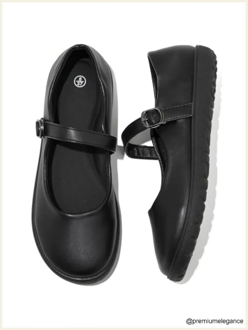 Adjustable Strap Mary Jane Ballet Flats - Leather Shoes for Women Dressy Casual